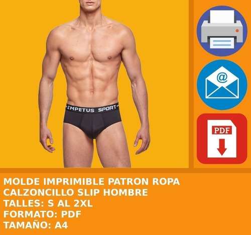 Molde Imprimible Patron Ropa Calzoncillo Slip Hombre 2x1