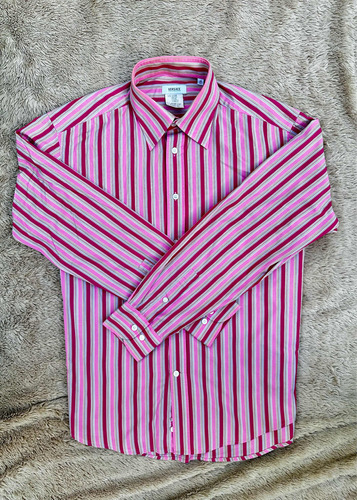 Camisa De Rayas Rosa Vintage Versace Collection Talla L