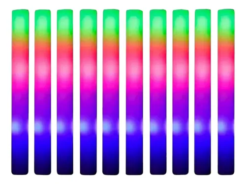 10 Tubos De Espuma Luces Led Cotillón