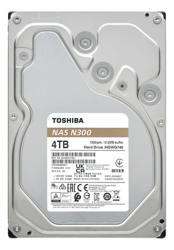 Dd Interno Toshiba N300 4tb 3.5 7200rpm Nas 128mb Color Plateado