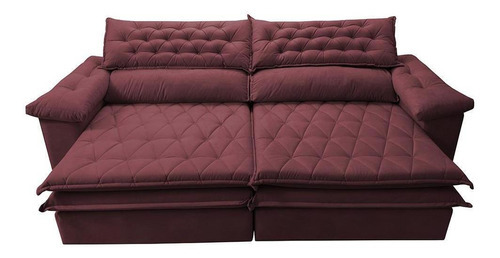 Sofá Retrátil Reclinável Pocket Camainbox Botonê 2,52m Vinho