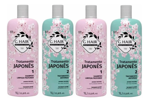 2 Kit Escova Progressiva G.hair Tratamento Japonês 2x1 Litro