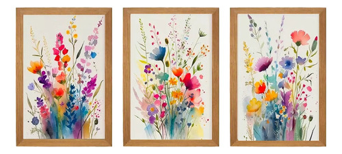 Juego De 3 Pinturas Flores Acuarela 5d Diamonds For Decorac