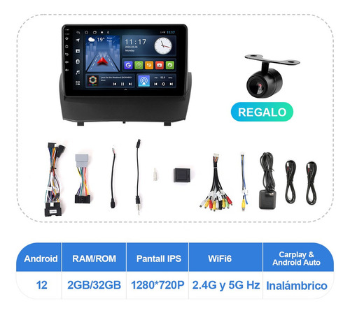 Estéreo 2+32g Carplay For Ford Fiesta 2009-2016 Gps Bt Wifi
