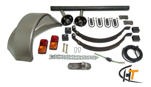 Kit Trailer Completo 800 Kg Elasticos 4 Hojas + Eje