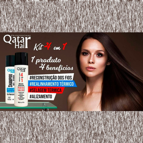 Plastica Dos Fios Selagem 4 Em1 Qatar Hair 3 Kits Liso Total
