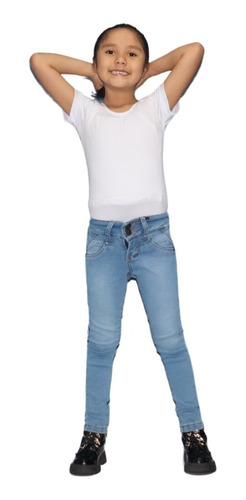Jeans Niña Mezclilla Stretch Pretina Ancha Zoly Refzl106
