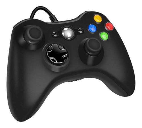 Controlador tipo joystick para Xbox 360 y PC, con cable negro