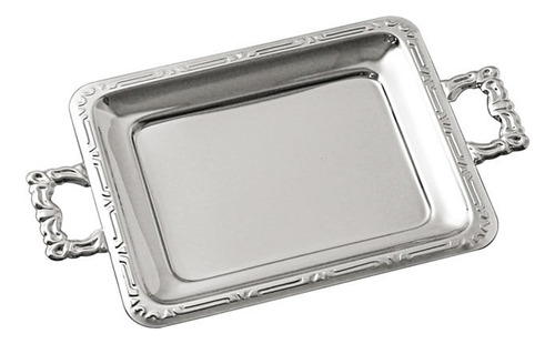 Bandeja eetangular para servir café e chá ou decoração em inox - Mod.096 cor cinza