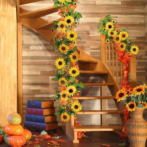 Escalera, Diseño De Parras De Girasol Simuladas, Decoración