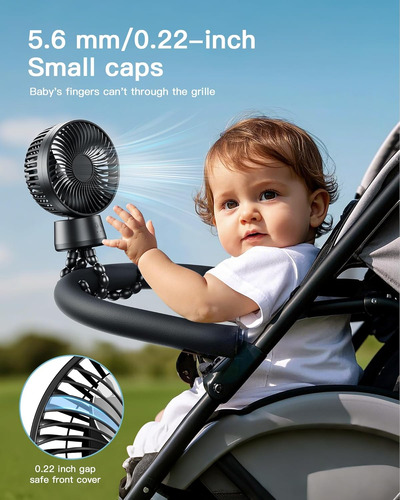 Ventilador Portátil Para Cochecito Con Oscilación Automática
