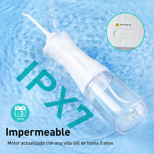 COSLUS Irrigador Bucal, Irrigador Dental Profesional con 4 Boquillas, 4 Modos, Tanque de Agua de 300 Ml, IPX7 Impermeable, Limpiador Bucal Recargable Portátil,water flosser Adecuado para viajes a casa