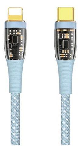 Cable de datos Wiwu Tm01 Pd tipo C de 20 W a Lightning de 1,2 m, color azul
