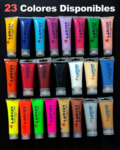 Imagen 2 de 4 de Pinturas Acrílicas Tubos De 60ml Lancer 23 Colors Disponible