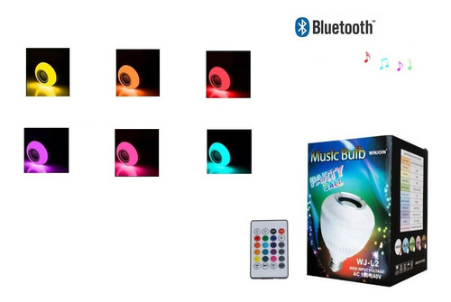 Lâmpada Bluetooth Com Led Rgb Música 12w + Controle Remoto