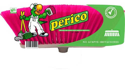 1 Escoba D Vinilo Tipo Cepillo Mediano P140 Perico C/baston