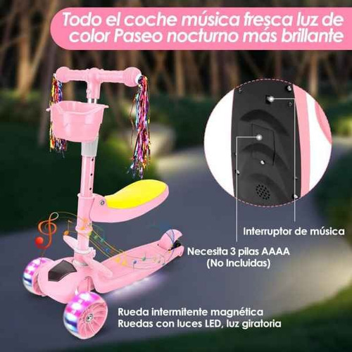 Monopatin 3 Ruedas Con Luces Led Y Reproductor De Música Int