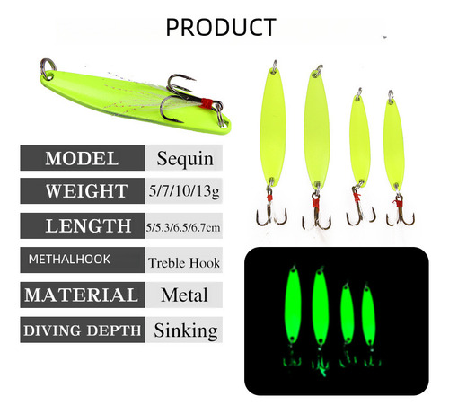 13g 6.7cm - Luminous Spinnerbait Feather Treble Hooks For
