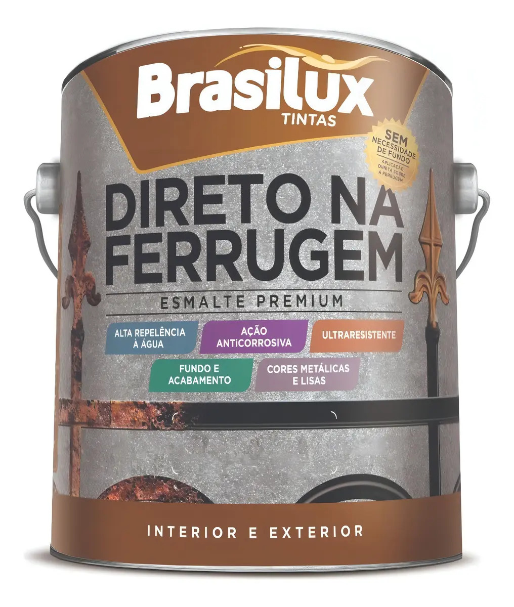 Tinta Para Ferro E Metais Direto Na Ferrugem 900ml Cor Prata