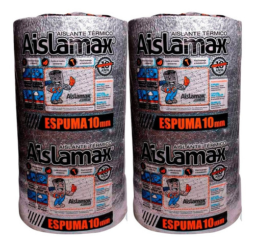 2 Rollo Aislante Espuma C/aluminio Doble 10mm 1x20mts (40m2)