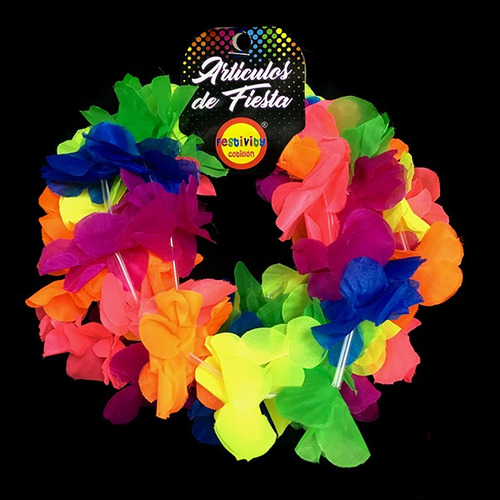 Pack 6 Cintillo Flor Fluor Multicolor Fiesta Elasticado