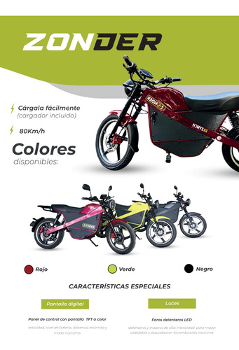 Zonder Zynch Moto Electrica Motor 6000 Watts 75 Km Velocidad