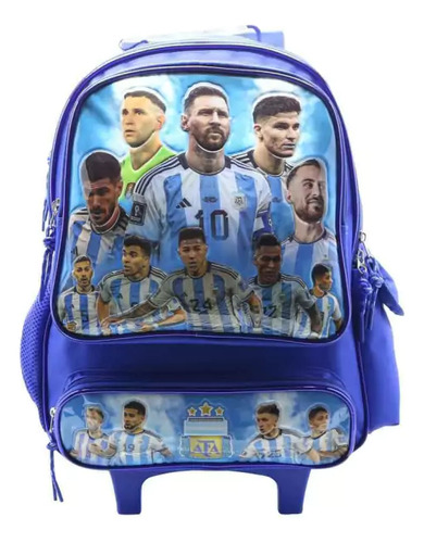 Mochila Carrito 16' Escolar Af114 Afa Cresko Color Azul Diseño De La Tela Lisa