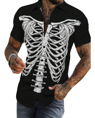 Camisa Esqueleto Con Cráneos Calavera Halloween
