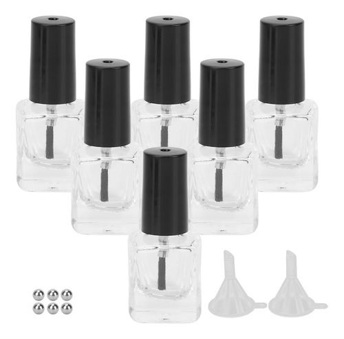Botellas De Esmalte De Uñas, 6 Piezas, Tapas De Pincel Trans