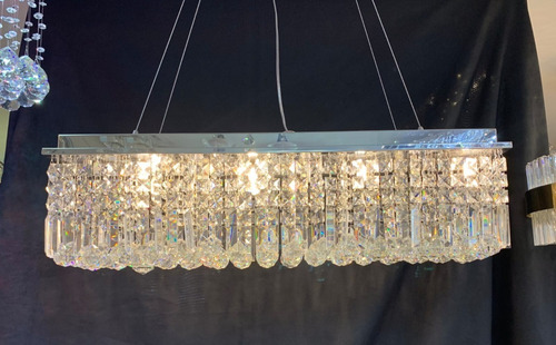 Lustre Cristal K9 Moderno Retangular 82 Cm