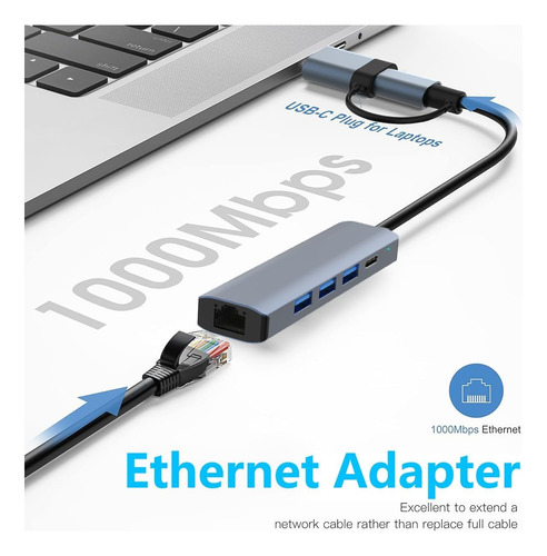 Hub Dock Adaptador Usb-c Usb-a 5 En 2 Compatible Con Mac Pc