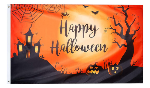 Happy Halloween House Flag 3x5 Ft Pumpkin Jack O Lantern Bat