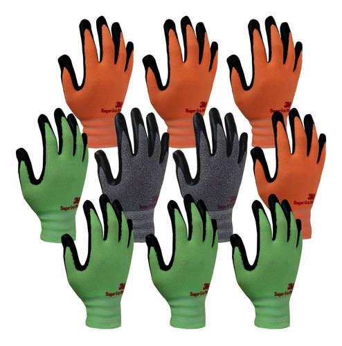 3m Super Grip 200 Guantes De Trabajo De Jardinería, 10 Pares