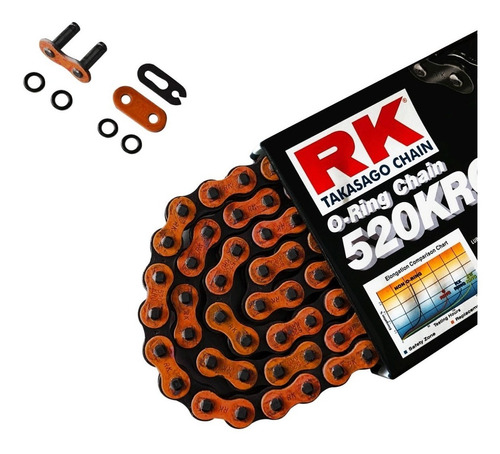 Cadena Rk Con Oring 520 / 118 Pasos Naranja Motocross Enduro