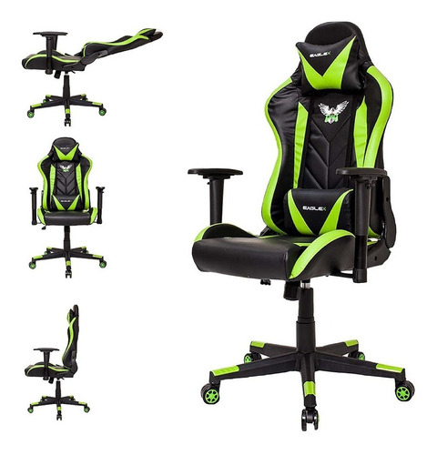 Cadeira Gamer Racer Pro Reclinável Com Braço 3d Giratória Cor Preto/Vermelho Material do estofamento Couro sintético