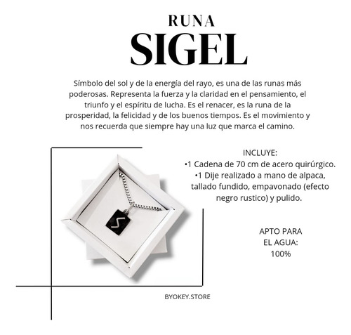 Collar De Hombre Runa Vikina Sigel - 70 Cm