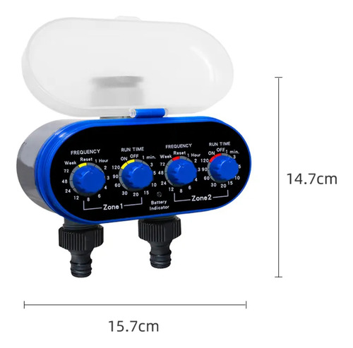 Programador Riego Automatico Timer 2 Zonas Canilla A Pilas Azul