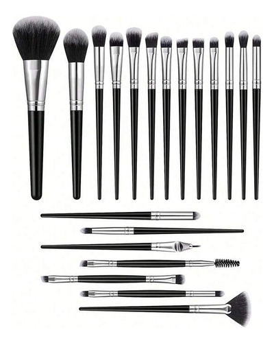 Set De 20 Brochas De Maquillaje Genéricas Para Profesionales Negro
