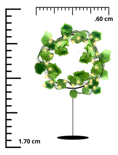 Kit Decorativo Base Círculo Fiesta Planta Artificial Luz Led