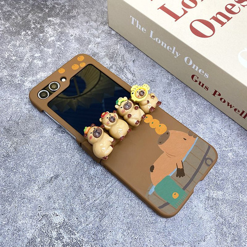 Funda De Color Café Con Brazalete Para Samsung Z Flip 5/4/3