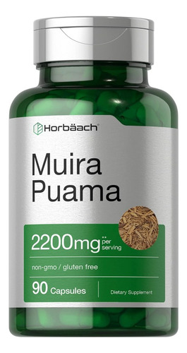 Raíz Muira Puama 2200mg Afrodisíaco Herbal (90) Americano Sabor Sin Sabor