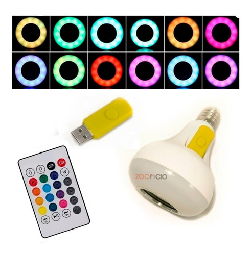 Imagen 1 de 4 de Bombillo Led Bluetooth Usb Bocina Led Colores Music Bulb 
