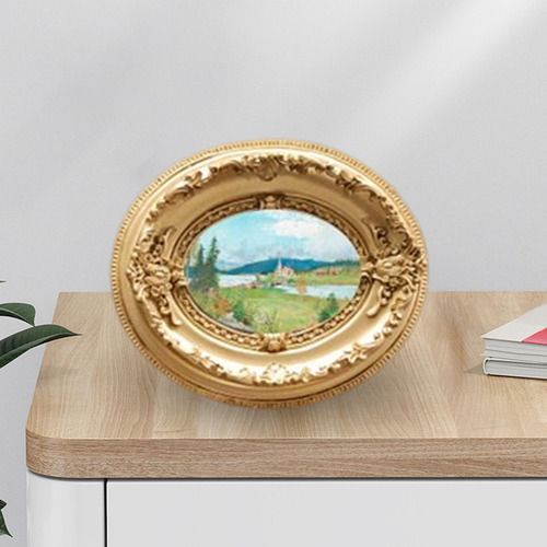 Marco De Fotos En Relieve Pantalla De Mesa De Oval