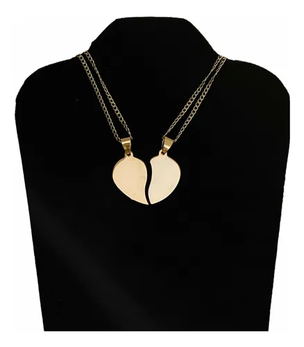 D o De Collar Para Pareja Coraz n Partido Dorado