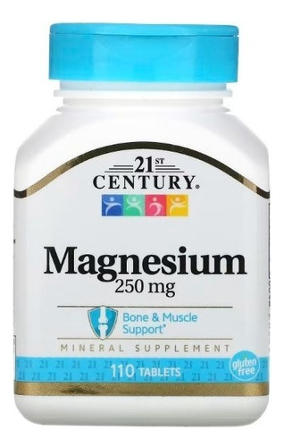 Magnesio Magnesium 250 Mg 110 Tabs + Calcio 65 Mg Century 21 Sabor Neutro