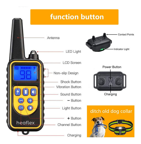 Heaflex Collar De Choque Para Perros Con Control Remoto, Col