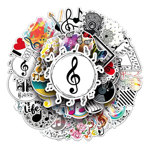 100 Pegatinas De Grafiti Con Notas Musicales