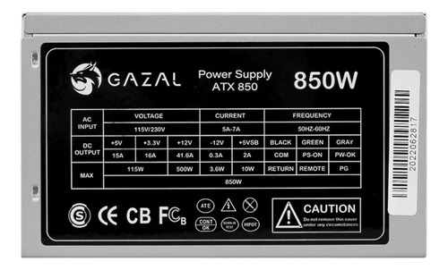 Fuente De Poder Gazal Atx 850w 24p 2 Atx X 4 Pines 2 Sata