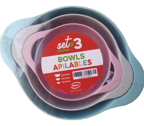 Set Bowls De Plastico Apilables X3 Star.co