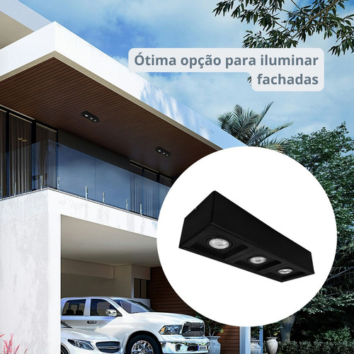 Spot Sobrepor Triplo Recuado de Teto Externo Fachada Megalux 2790 Estrutura Branco/preto